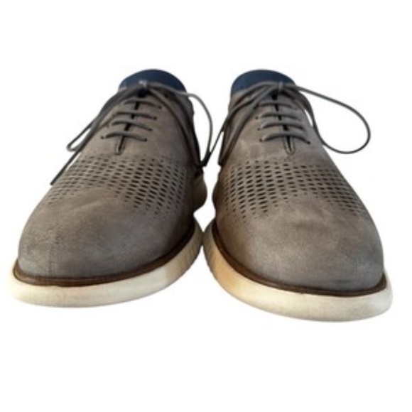 Cole Haan 2 Zerogrand Men’s Size 10.5 Laser Wingtip Oxfords Shoes Gray C36944 - Picture 2 of 12